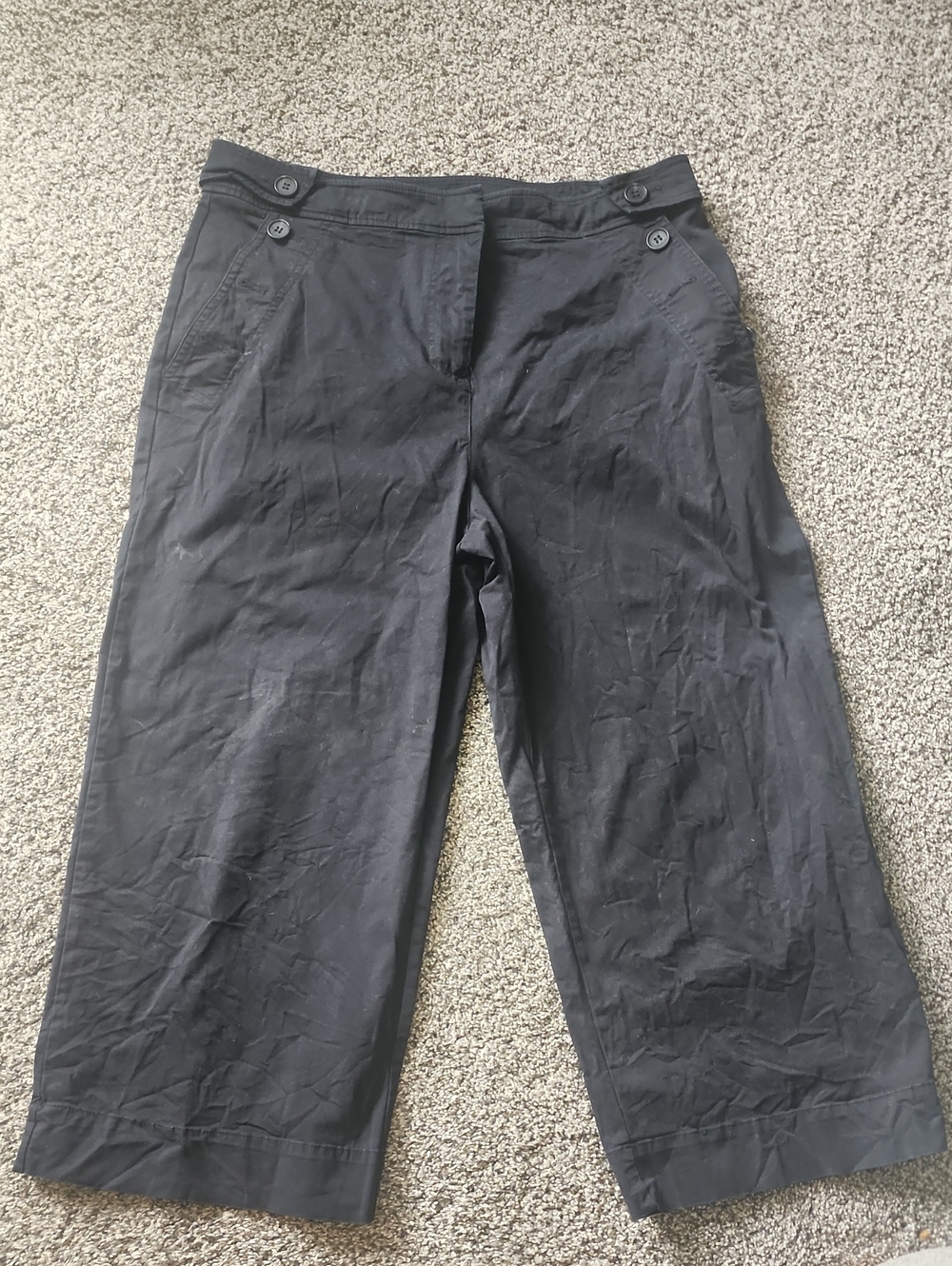 CeCe black Wide-Leg Cropped Pants